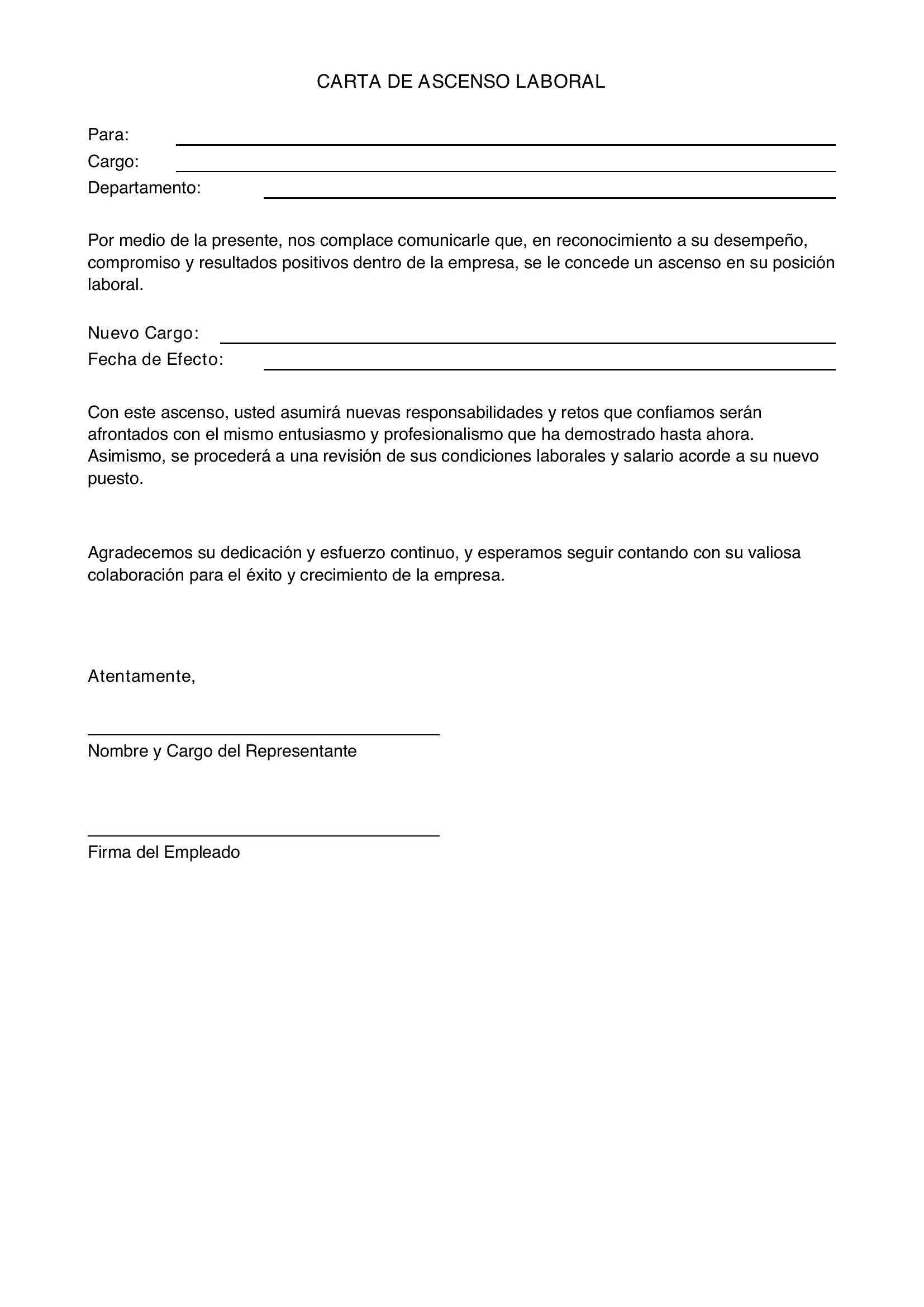 Carta De Ascenso Laboral