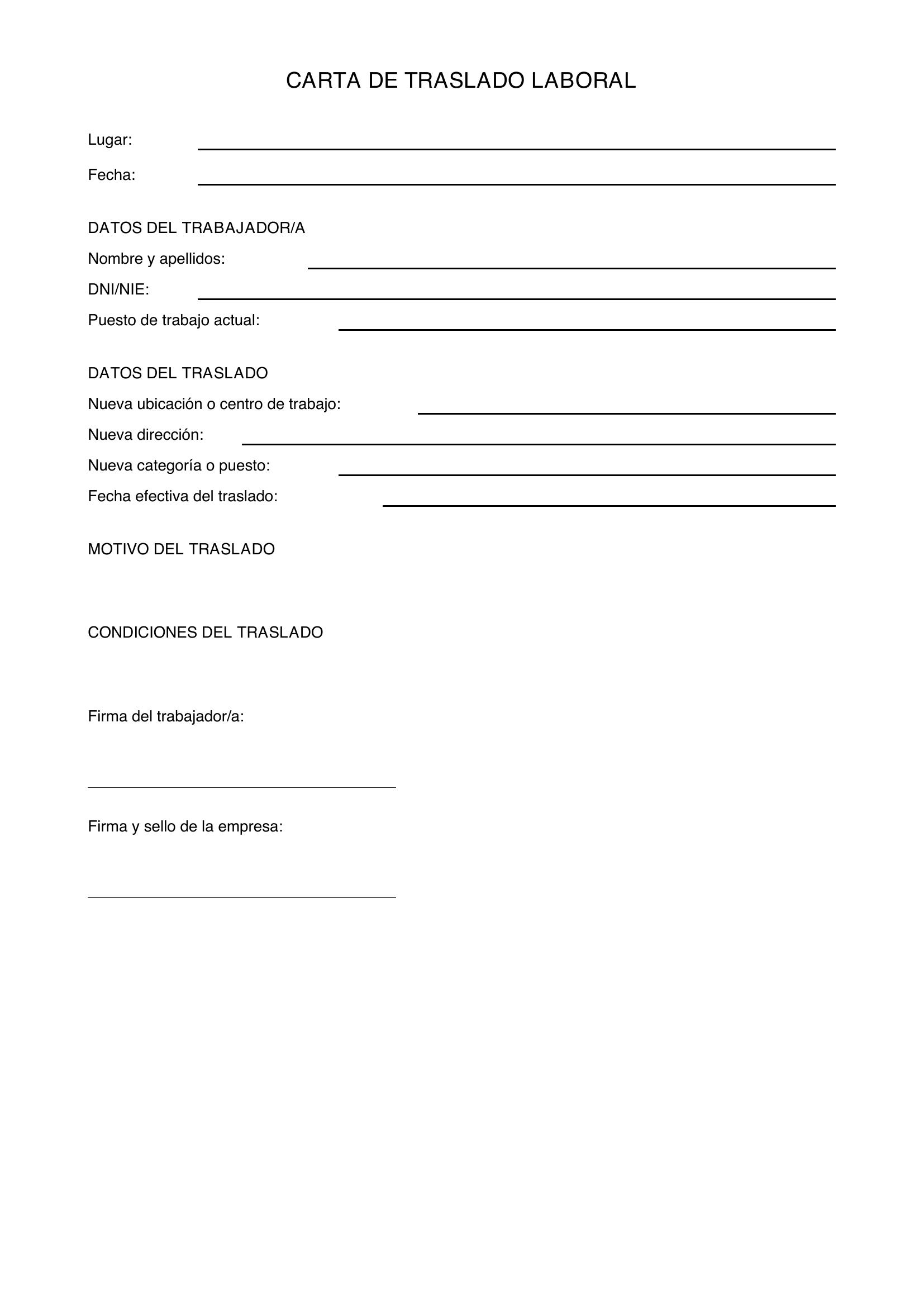 Carta De Traslado Laboral