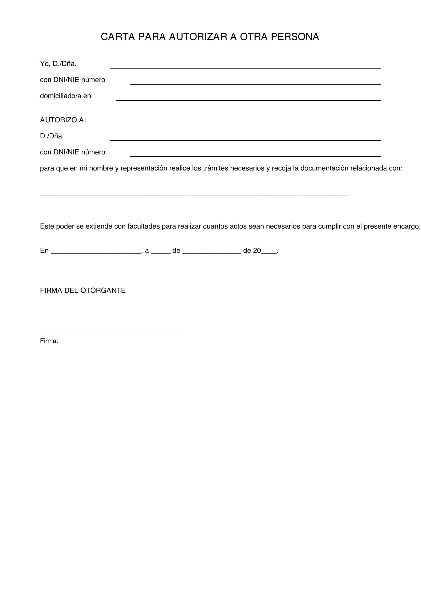 Carta Para Autorizar A Otra Persona