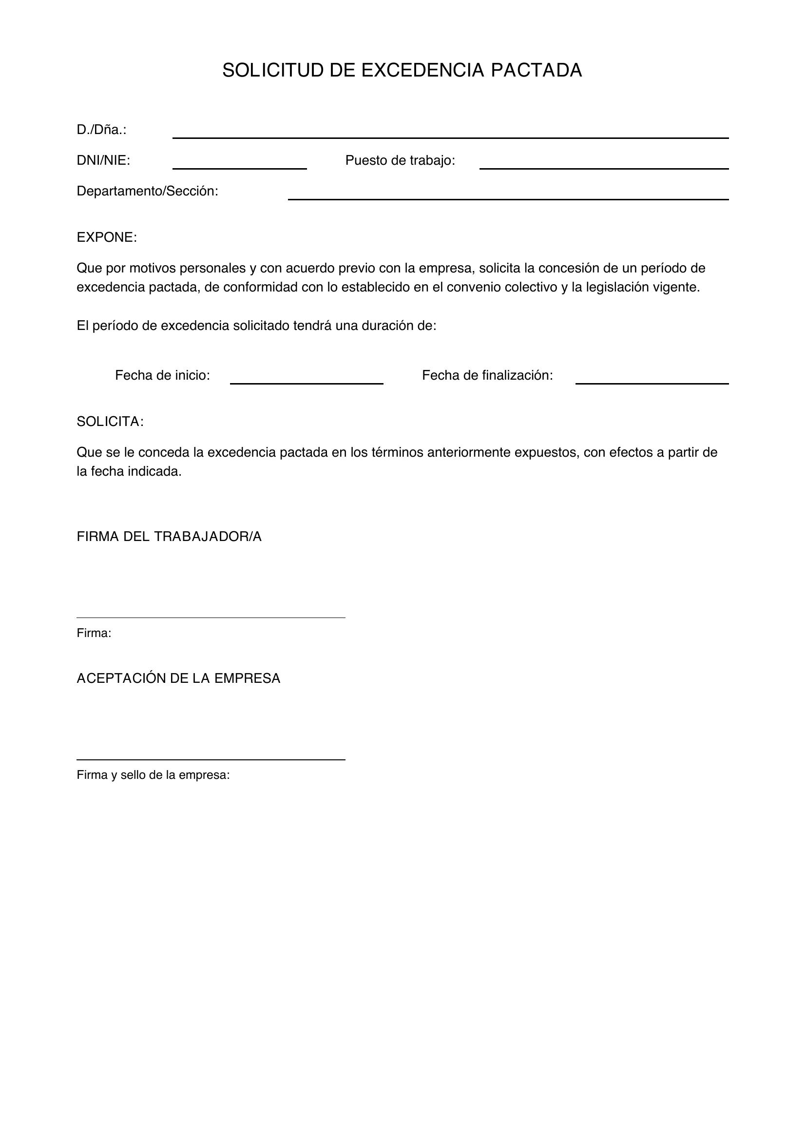 Modelo De Excedencia Pactada