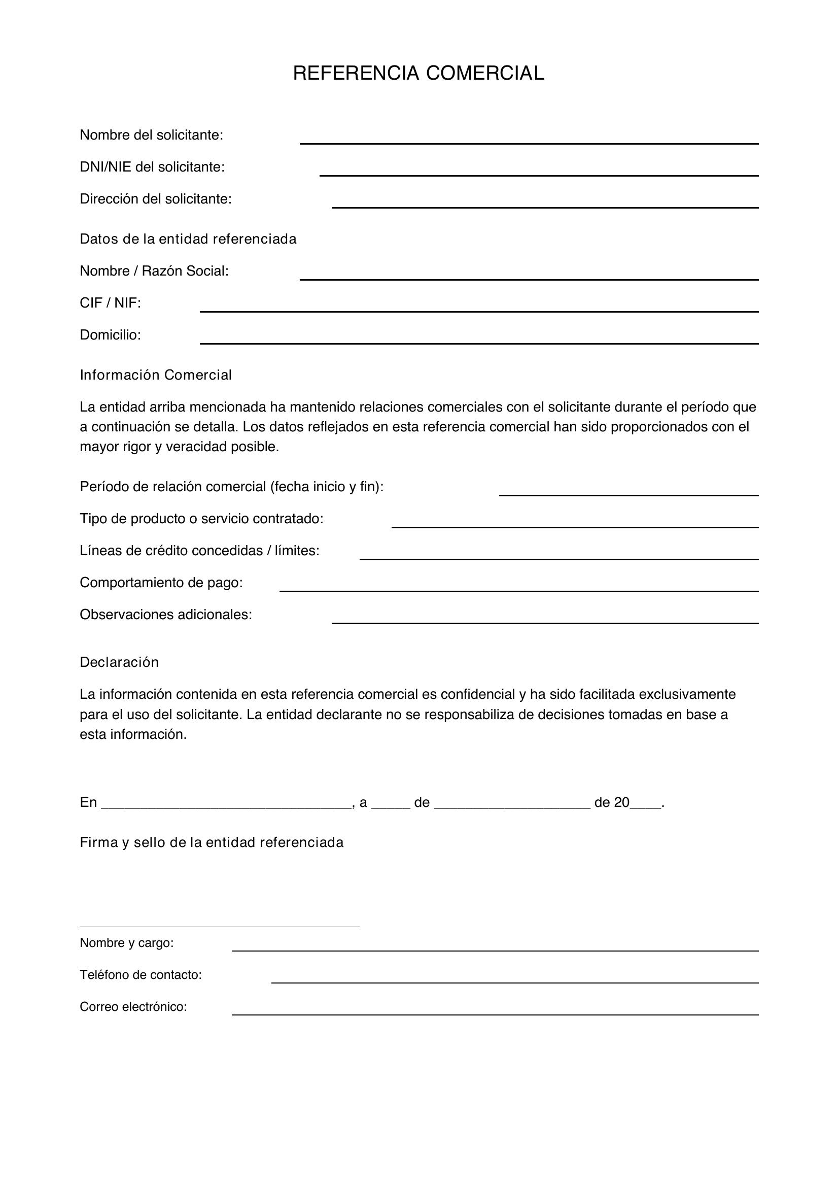 Referencia Comercial Modelo