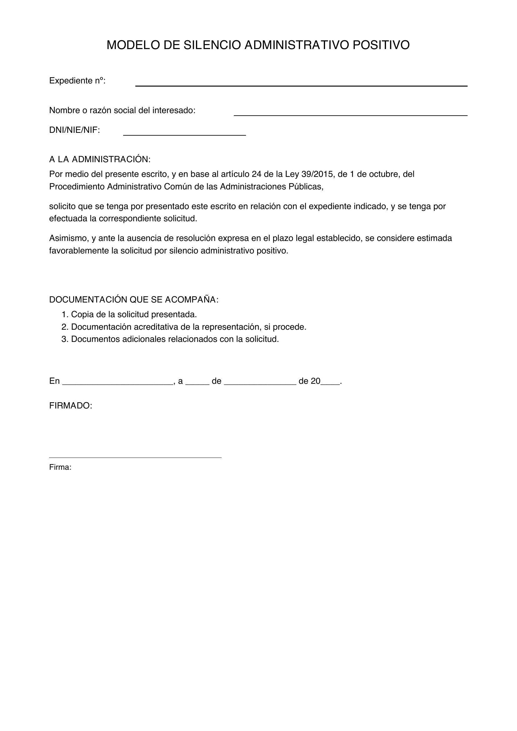 Formato De Silencio Administrativo Positivo